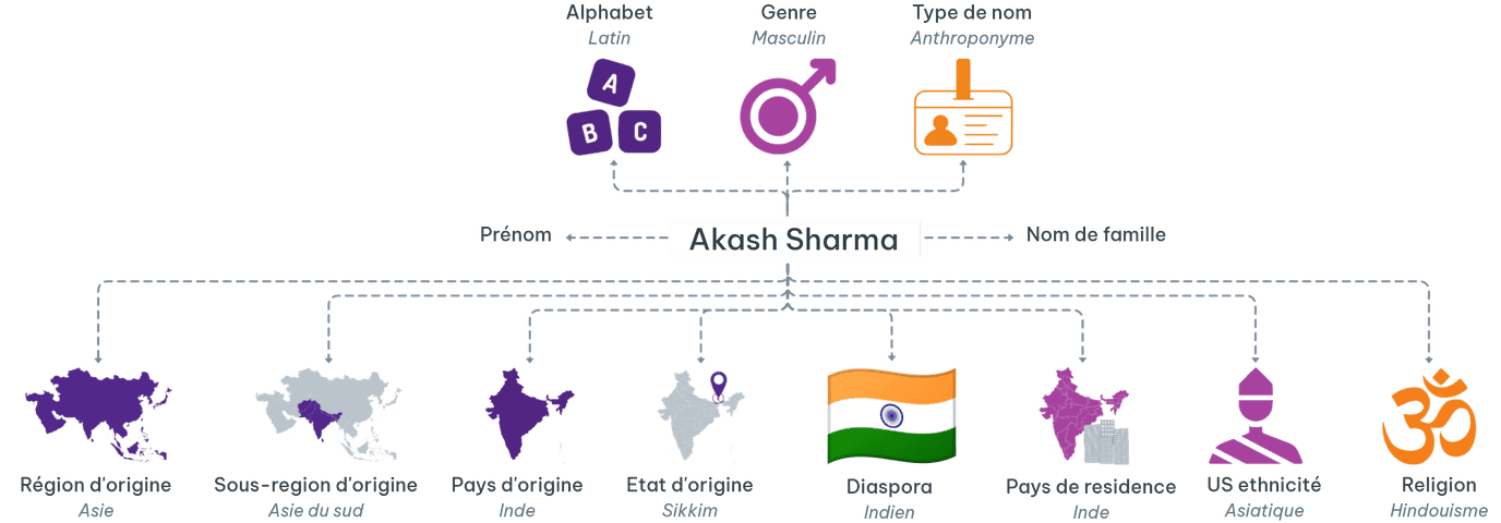Toutes les informations que Namsor peut estimer à partir d'un nom.